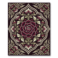 Deep Burgundy Floral Medallion Floret Rug