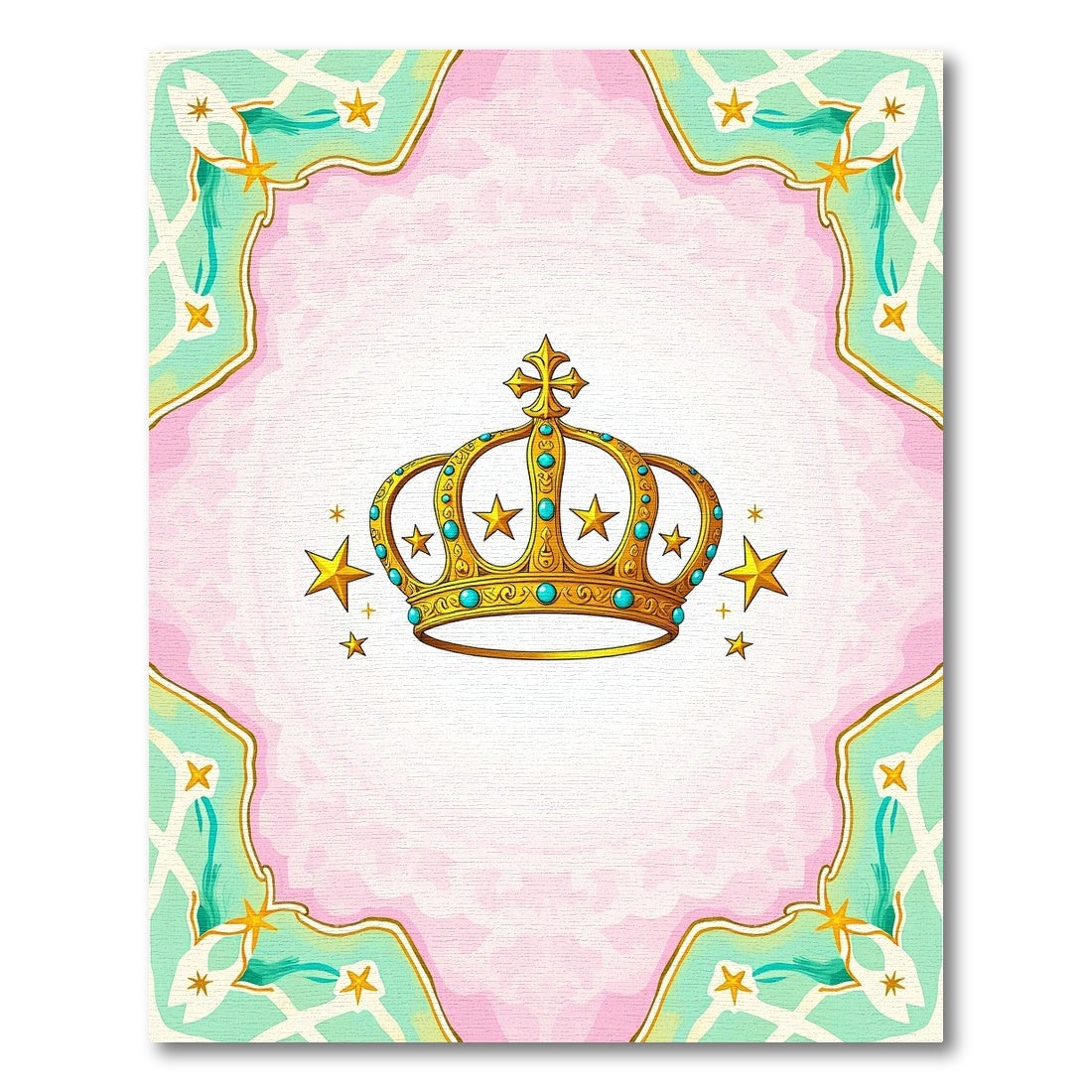 Golden Crown Starburst Mint Border Rug