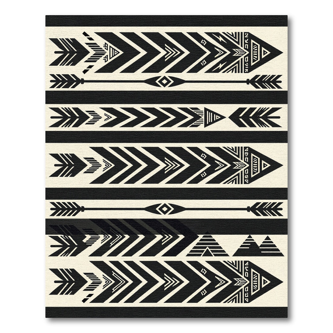 Monochrome Tribal Geometric Arrow Composition Rug