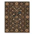 Golden Floral Fish Black Rug
