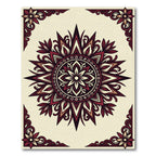 Red Cream Mandala Ornament Rug