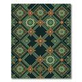 Emerald Geometric Lattice Floral Medallion Rug