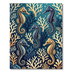 Golden Seahorse Deep Sea Coral Reef Rug
