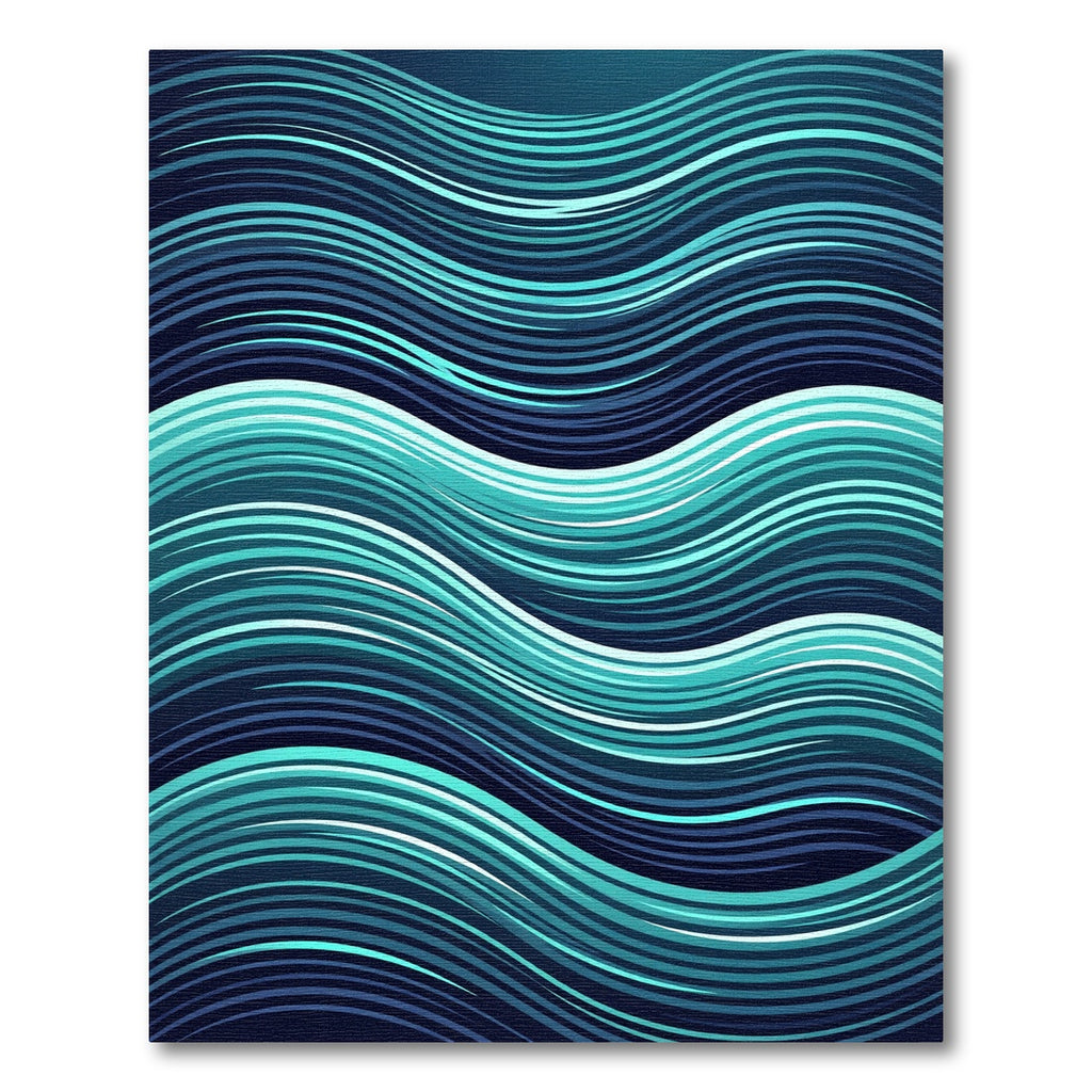 Modern Teal Blue Rippling Ocean Wave Rug