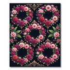 Elegant Pink Rose Floral Wreath Rug