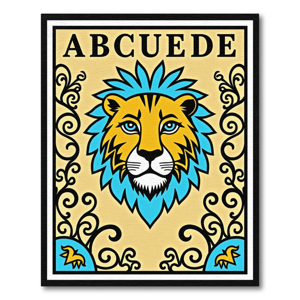 Bold Gold Lion Abc Border Rug