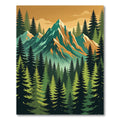 Majestic Teal Mountain Pine Forest Landscape Rug