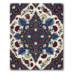 Elegant Crimson Navy Floral Medallion Rug