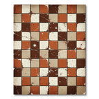 Rustic Earthy Tones Checkered Grid Rug