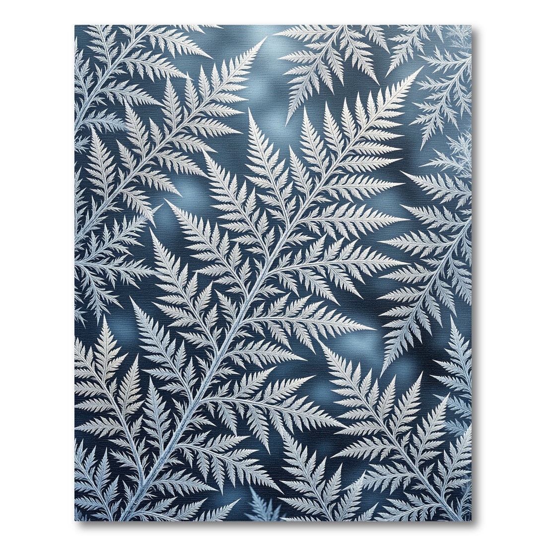Frosty Blue Fern Botanical Foliage Rug