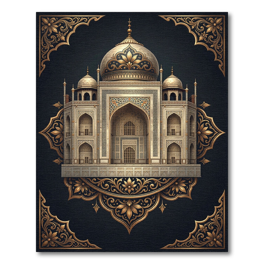 Golden Taj Mahal Palace Ornate Rug