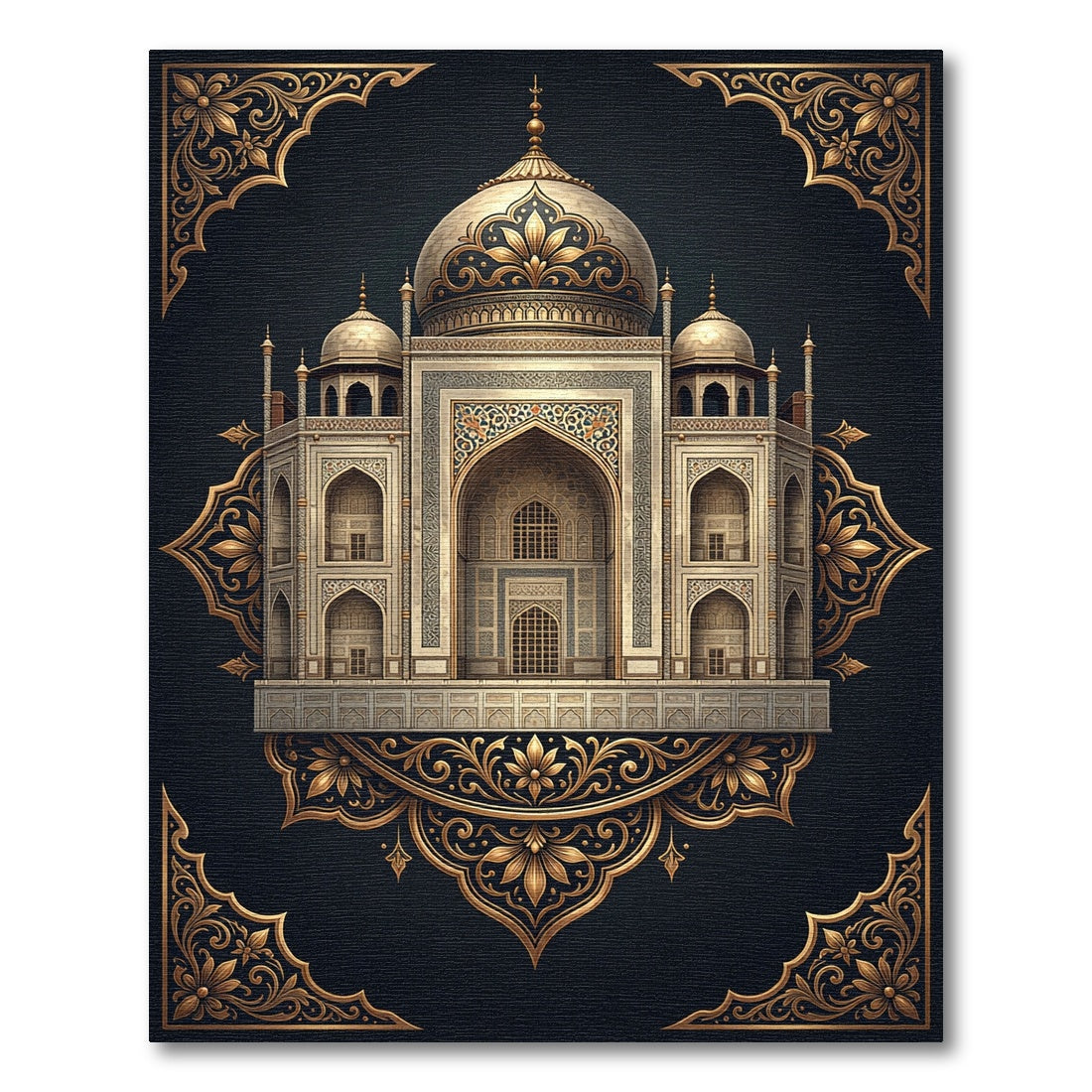 Golden Taj Mahal Palace Ornate Rug