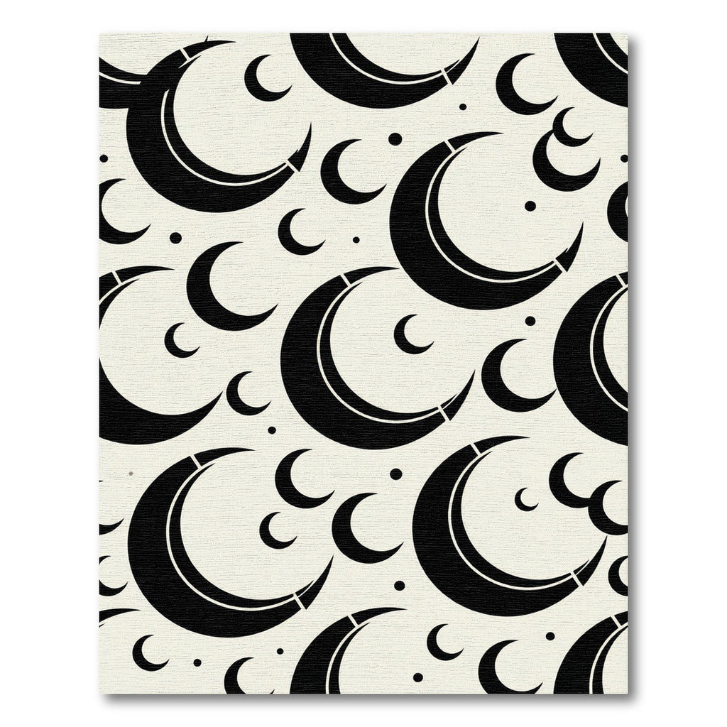 Black Crescent Moon Celestial Repeat Rug