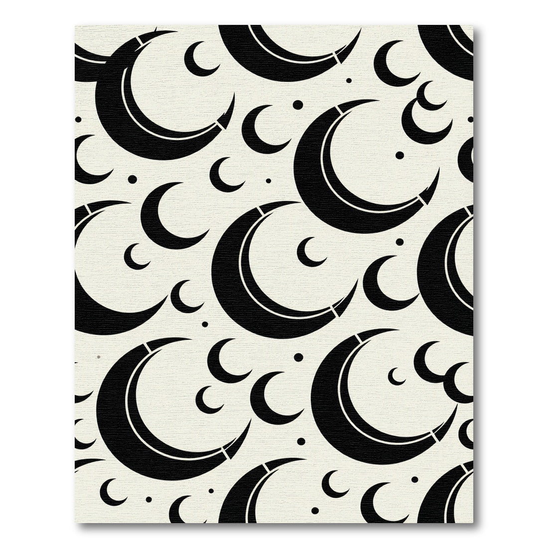 Black Crescent Moon Celestial Repeat Rug