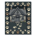 Charcoal Gray Rustic Paw Print Art Rug