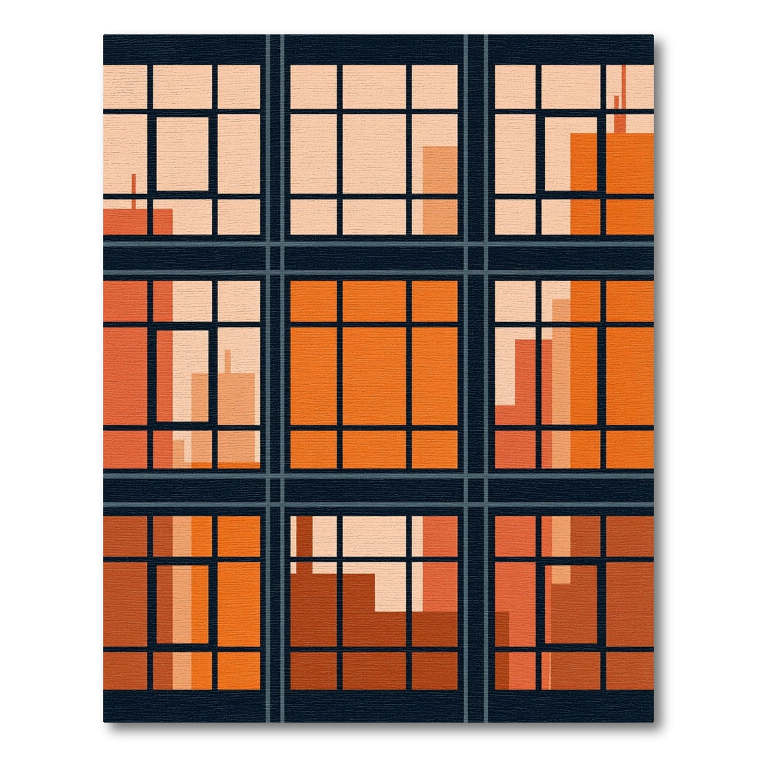 Modern Geometric Sunset Orange Grid Rug