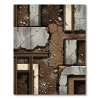 Cracked Earth Stone Geometric Grid Rug