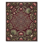 Ornate Crimson Lotus Medallion Foliage Rug