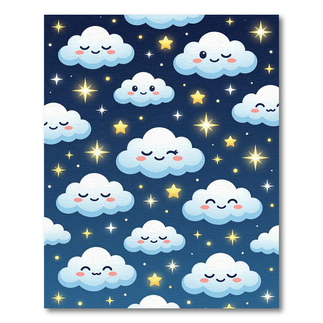 Whimsical Navy Celestial Cloud Starry Sky Rug