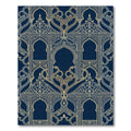 Midnight Blue Gold Arabesque Arch Rug
