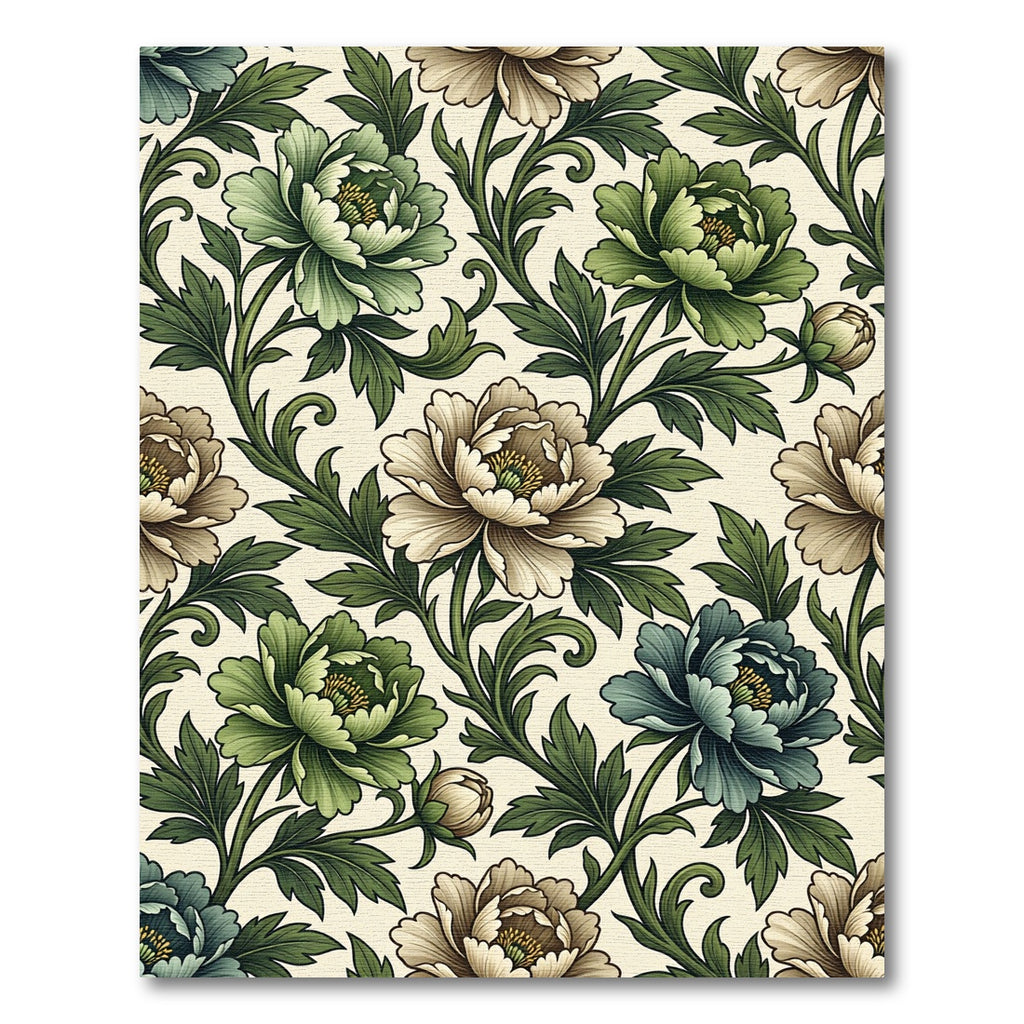 Vintage Botanical Peony Floral Cream Rug