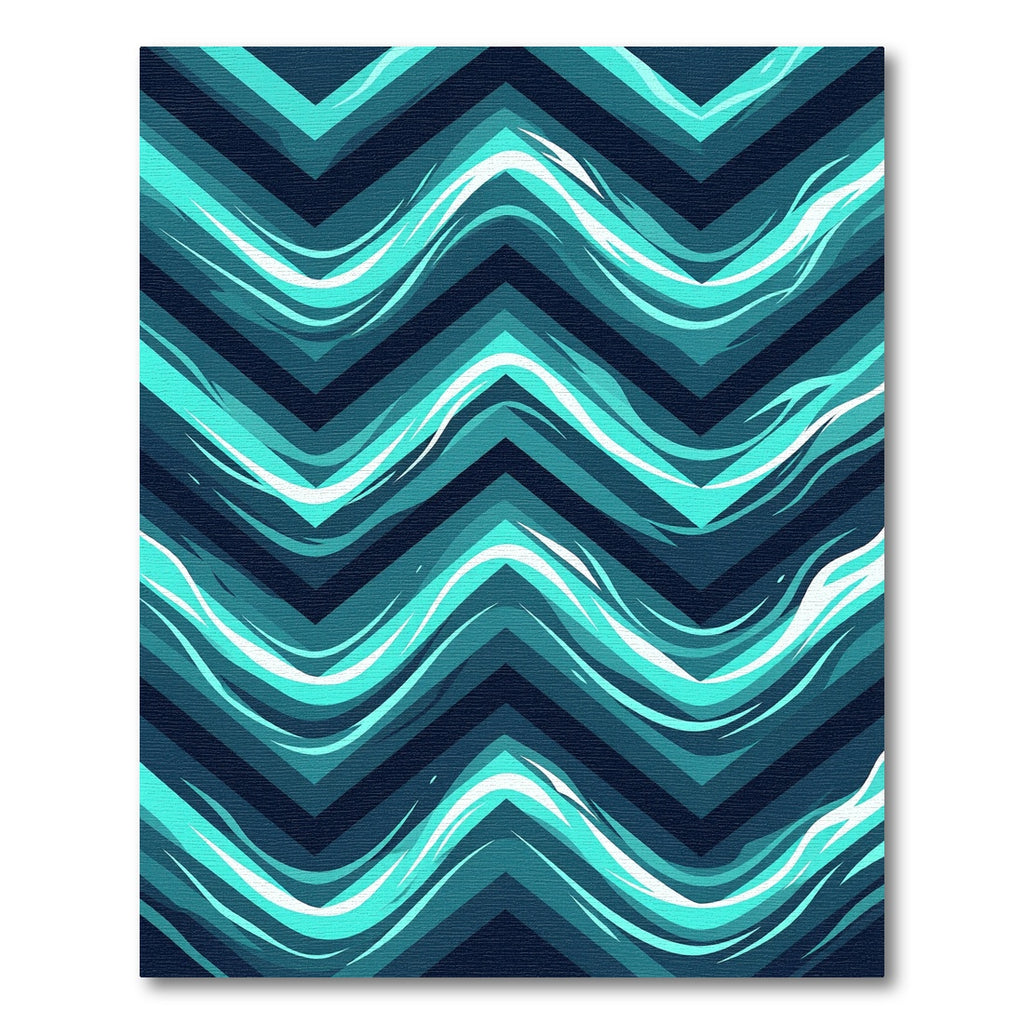 Modern Teal Chevron Wave Rug