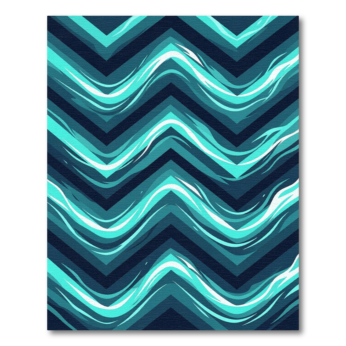 Modern Teal Chevron Wave Rug