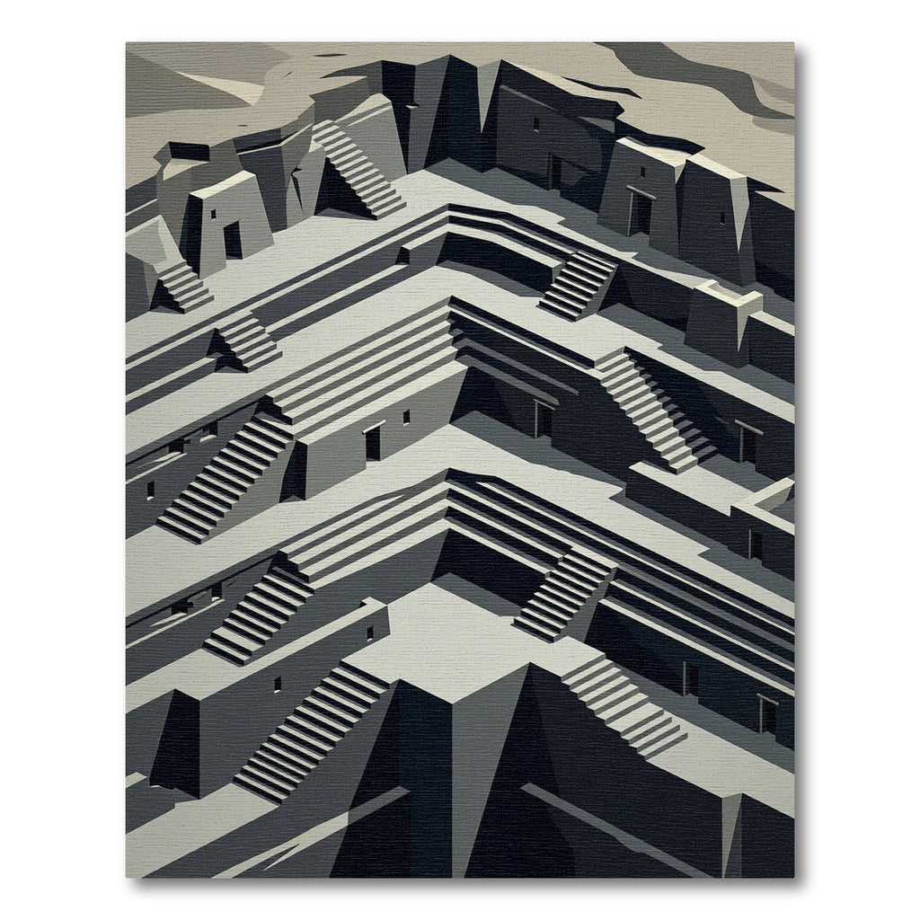 Monochromatic Geometric Architectural Descent Rug