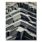 Monochromatic Geometric Architectural Descent Rug