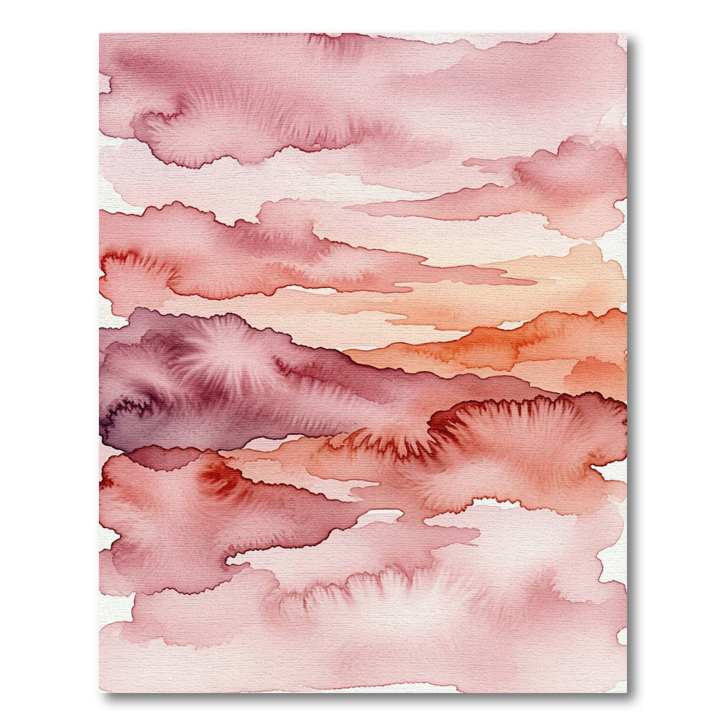 Ethereal Watercolor Sunset Abstract Wash Rug