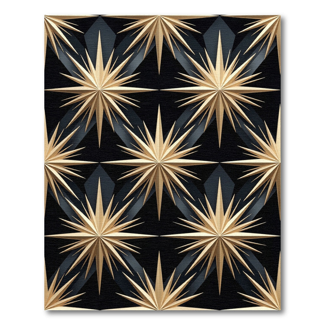 Elegant Gold Geometric Celestial Star Rug