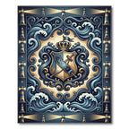 Regal Navy Gold Lighthouse Crest Rug