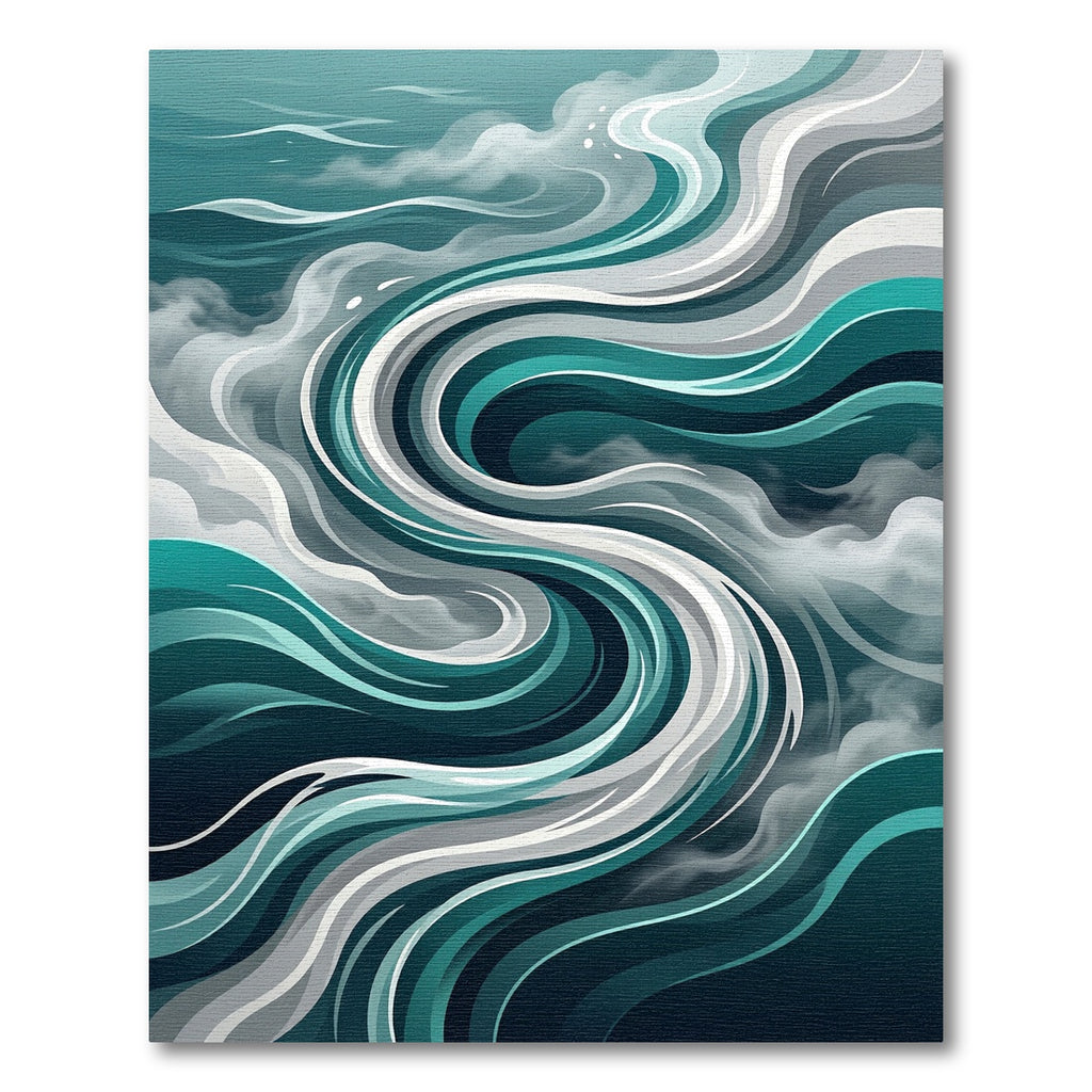Fluid Teal Liquid Swirl Abstract Rug