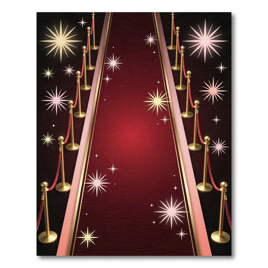 Elegant Crimson Velvet Starry Rug