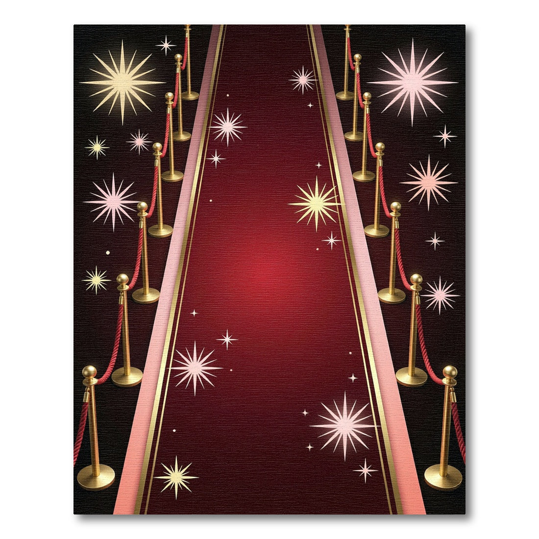 Elegant Crimson Velvet Starry Rug