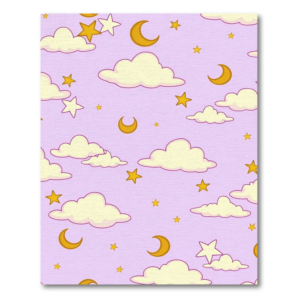 Lavender Sky Clouds Moons Stars Pattern Rug