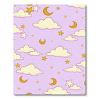 Lavender Sky Clouds Moons Stars Pattern Rug