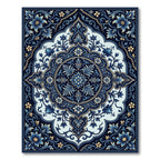 Midnight Blue Floral Medallion Rug