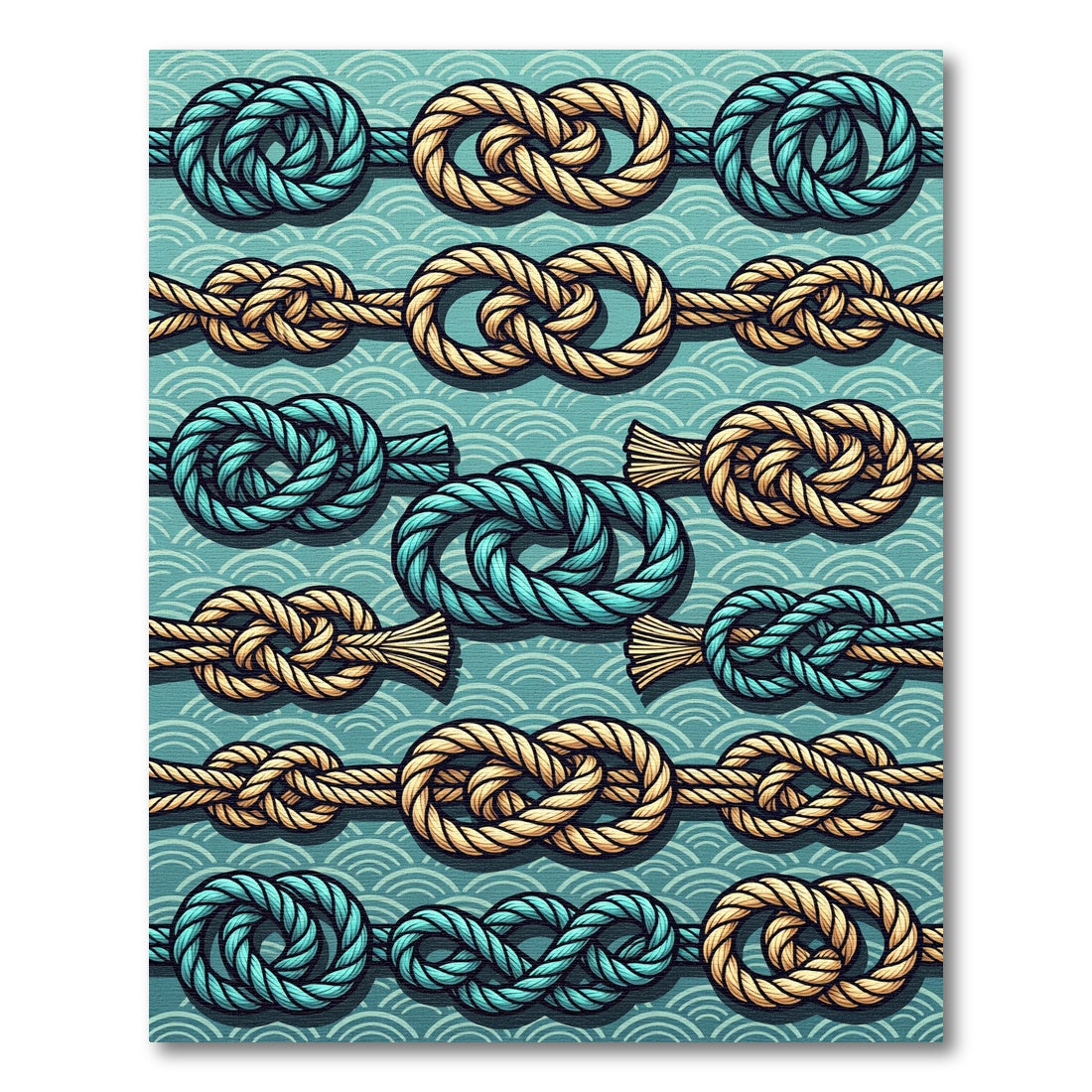 Nautical Marine Rope Knot Teal Backdrop Rug