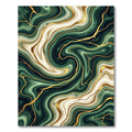 Emerald and Gold Liquid Marble Swirl Rug