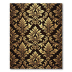 Elegant Gold Damask Foliage Wallpaper Rug