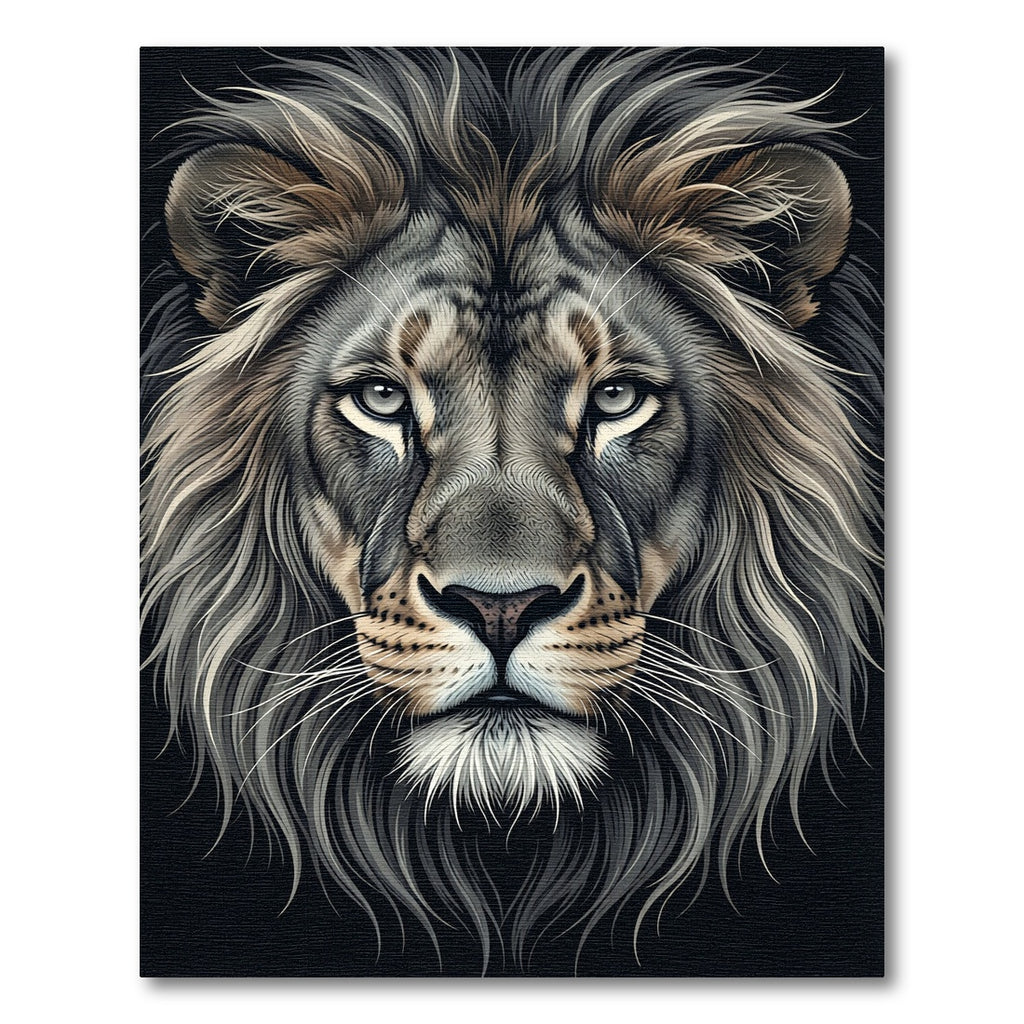 Majestic Silver Lion Portrait Rug