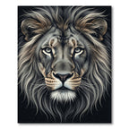 Majestic Silver Lion Portrait Rug