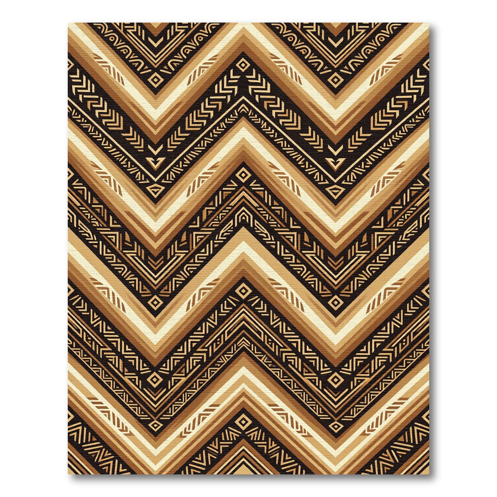 Ethnic Tribal Chevron Brown Gold Rug