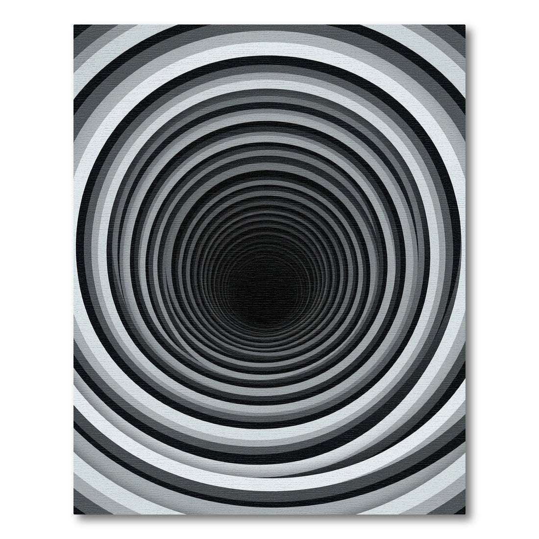 Monochrome Vortex Illusion Circular Art Rug