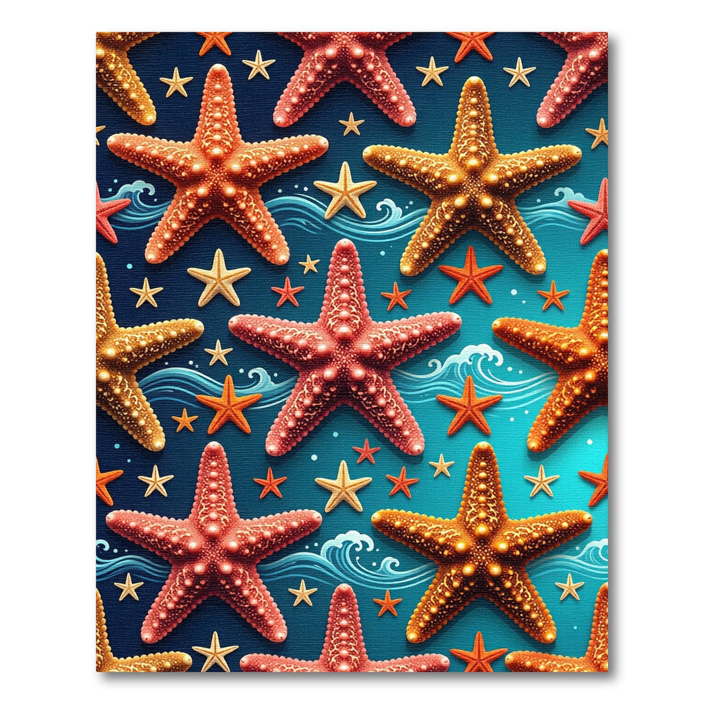 Vibrant Starfish Aquatic Ocean Blue Rug