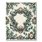 Elegant Sage Baroque Scroll Floral Filigree Rug
