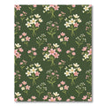 Delicate Pink Meadow Flower Olive Background Rug