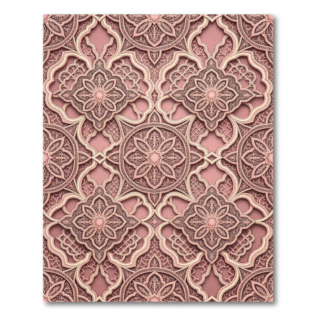 Rose Gold Intricate Mandala Arabesque Rug