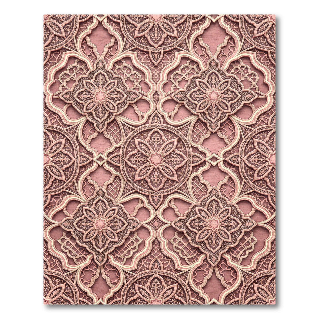 Rose Gold Intricate Mandala Arabesque Rug